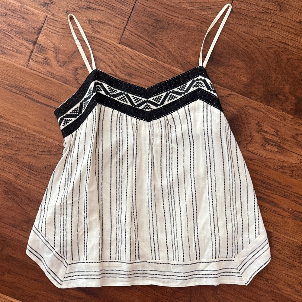 Skies Are Blue Black and White Striped Camisole